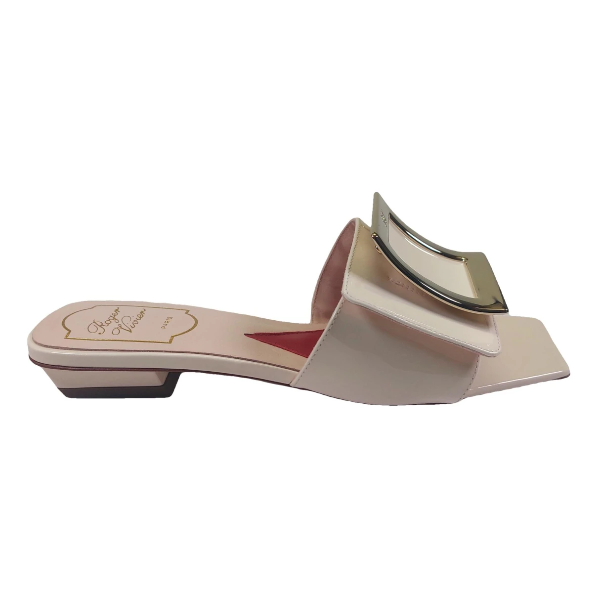 Pre-owned Roger Vivier Leather Mules In Ecru
