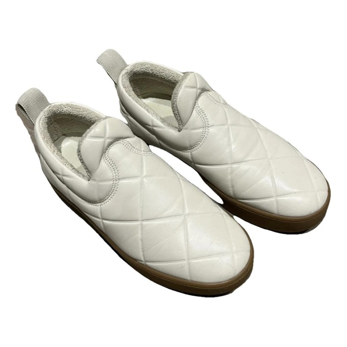 Pre-owned Bottega Veneta Leather Flats In White