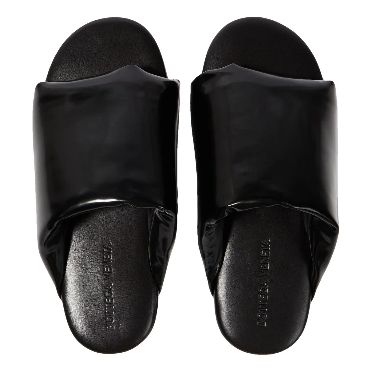 Pre-owned Bottega Veneta Cushion Patent Leather Sandals In Black