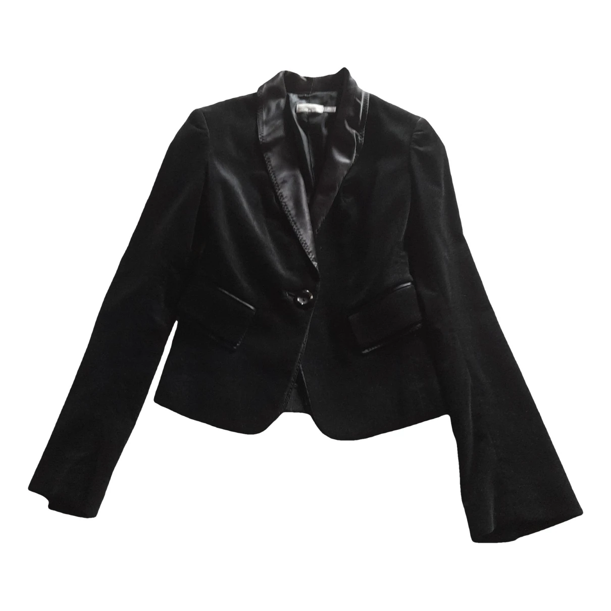 Pre-owned Pinko Velvet Suit Jacket In Black