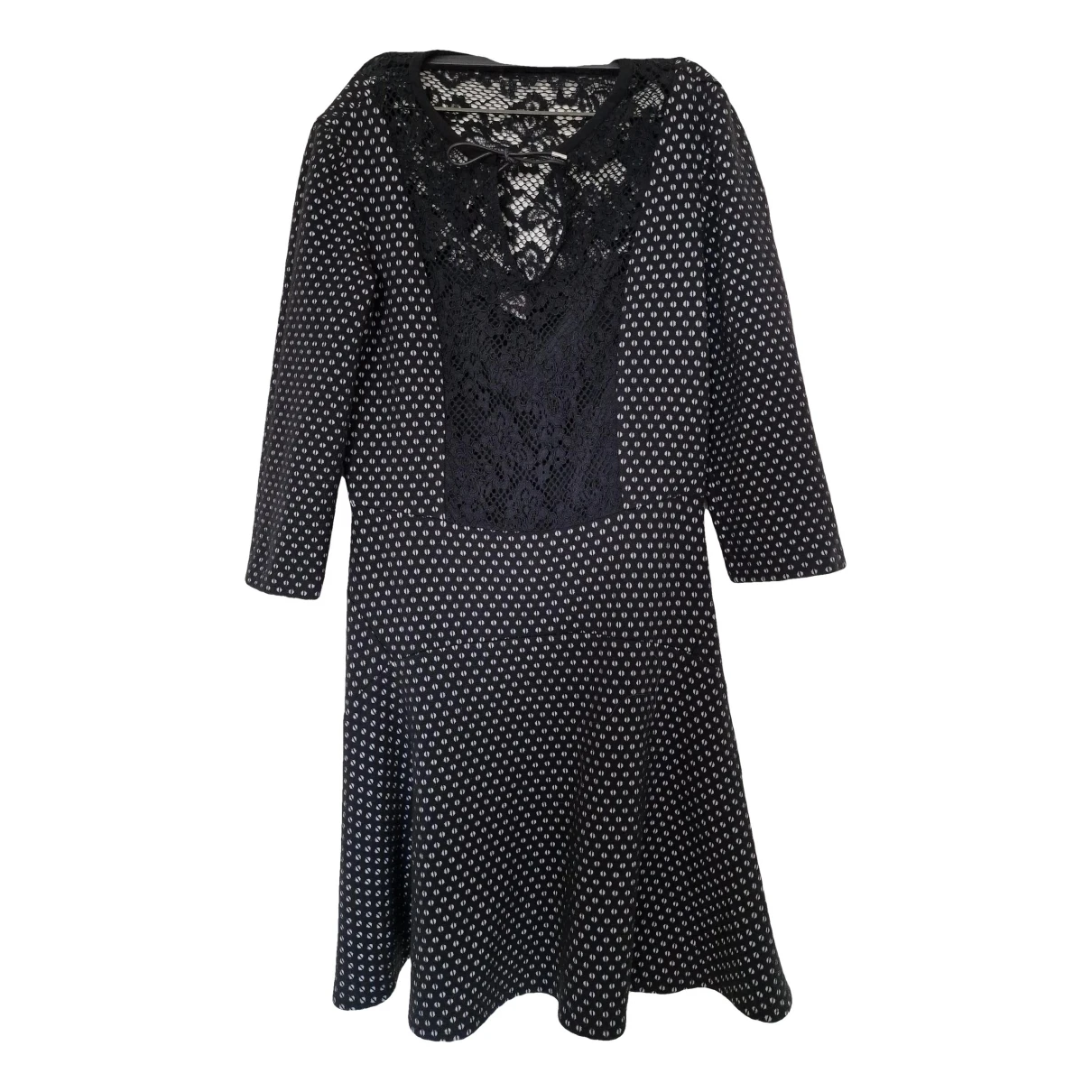 Pre-owned Pinko Wool Mid-length Dress In Black