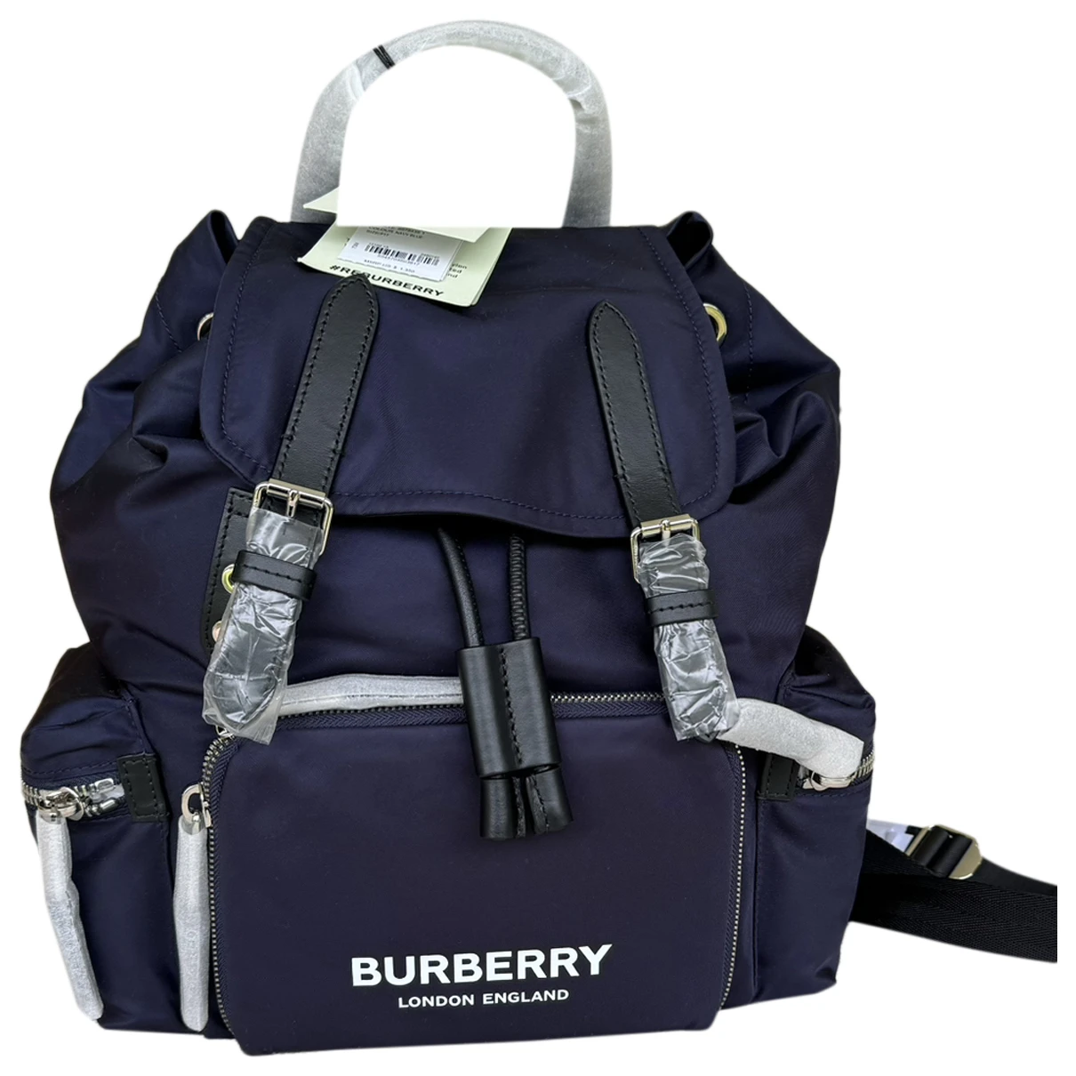 Pre-owned Burberry The Rucksack Cloth Backpack In Navy