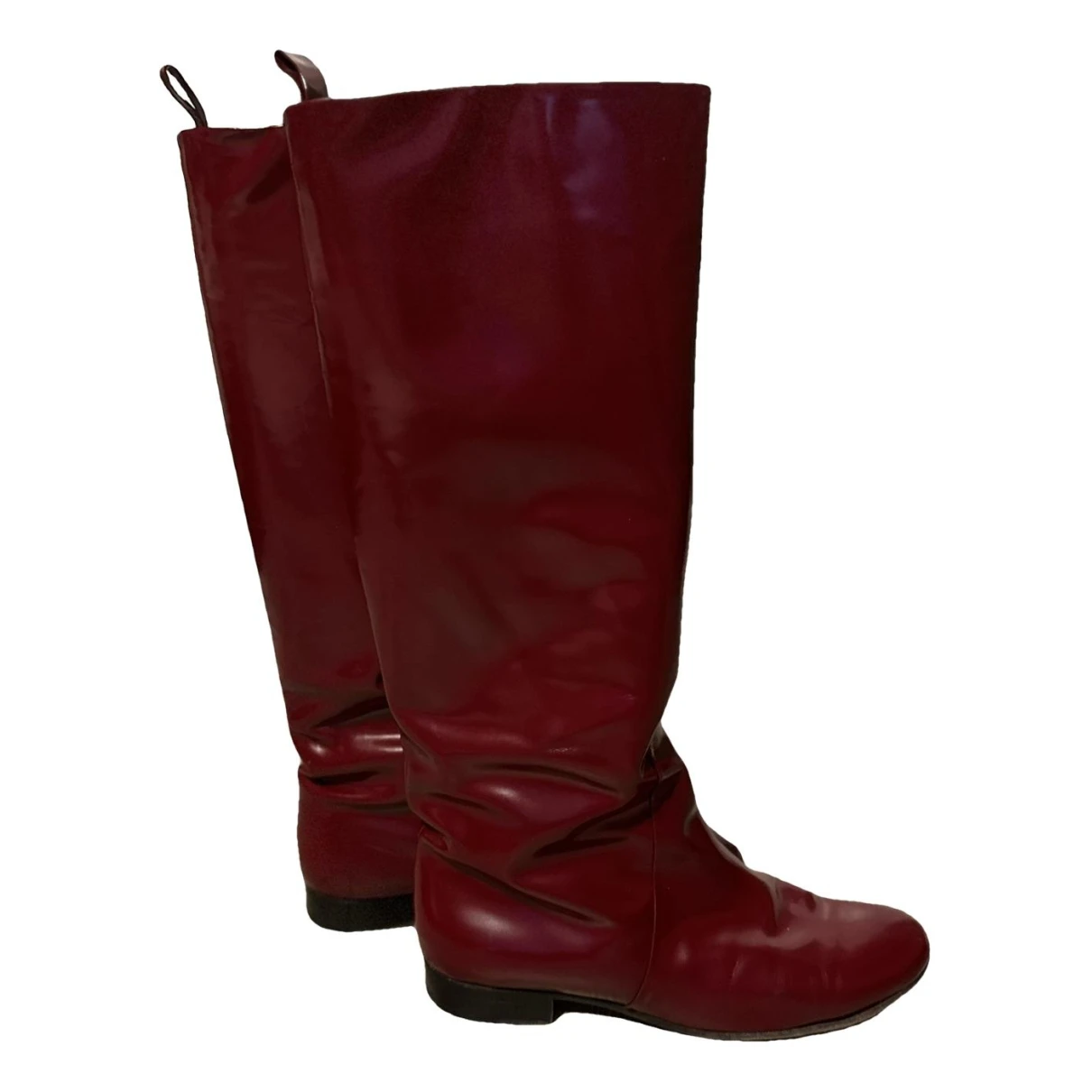 Pre-owned Celine Leather Boots In Burgundy
