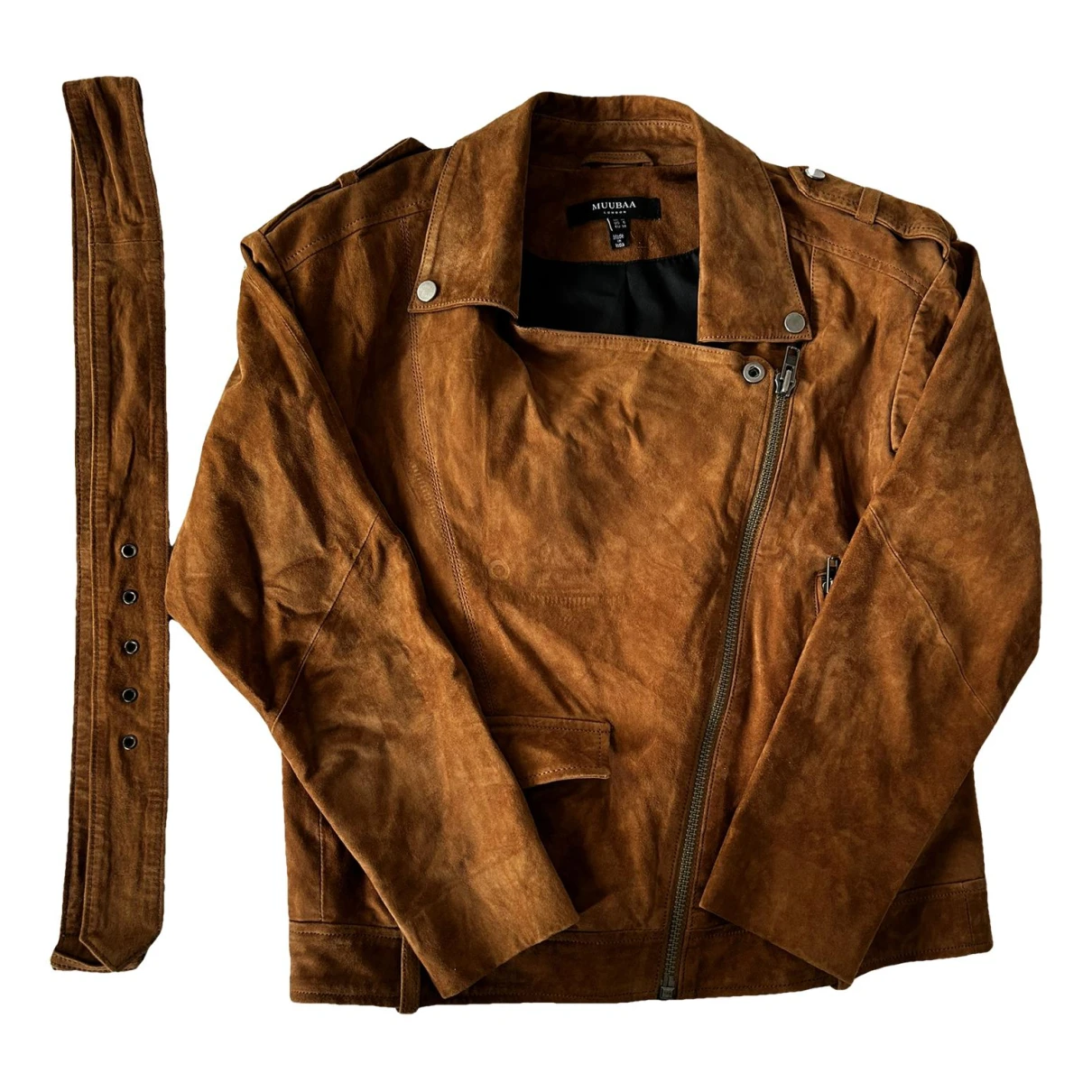 Pre-owned Muubaa Leather Jacket In Brown