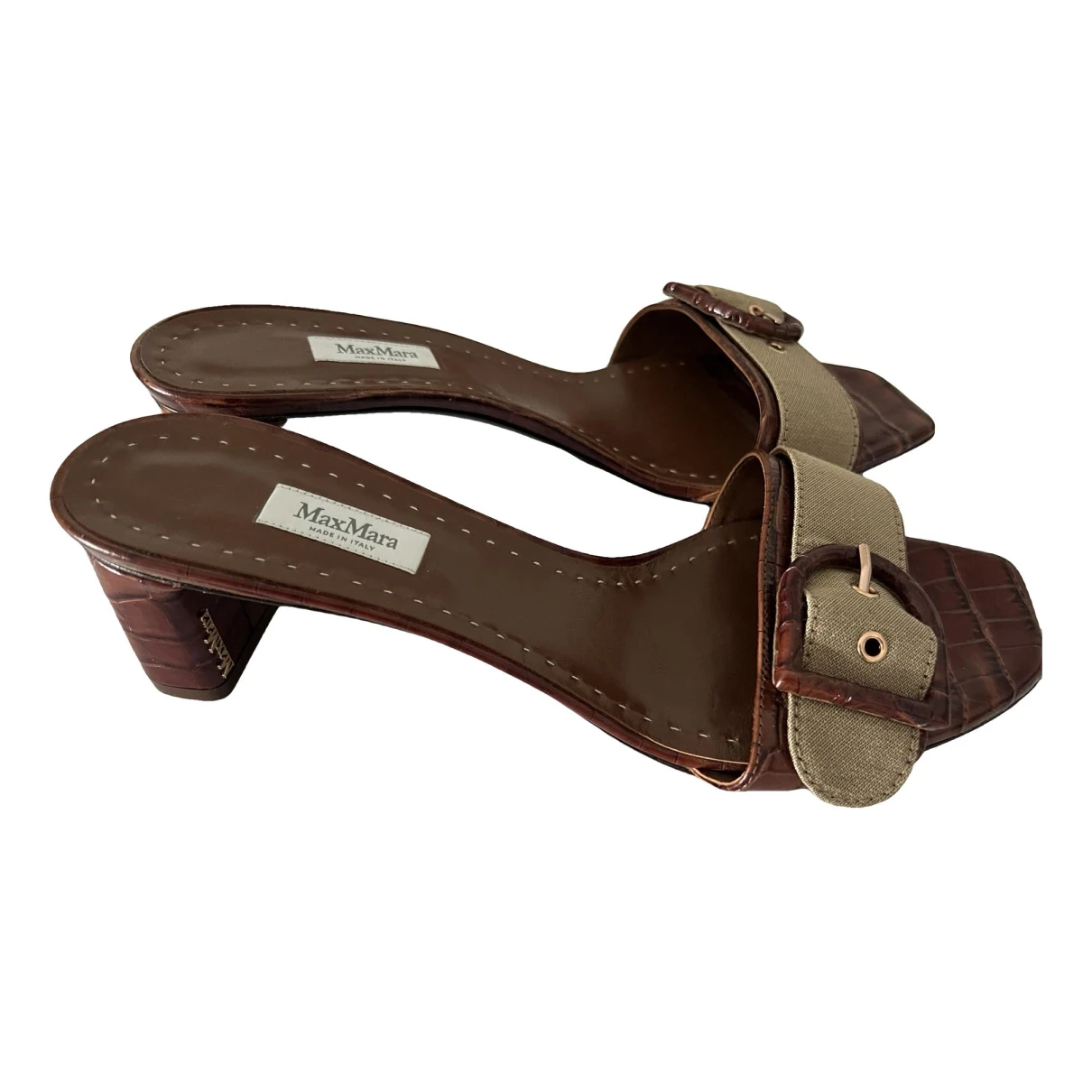 Pre-owned Max Mara Leather Mules In Brown