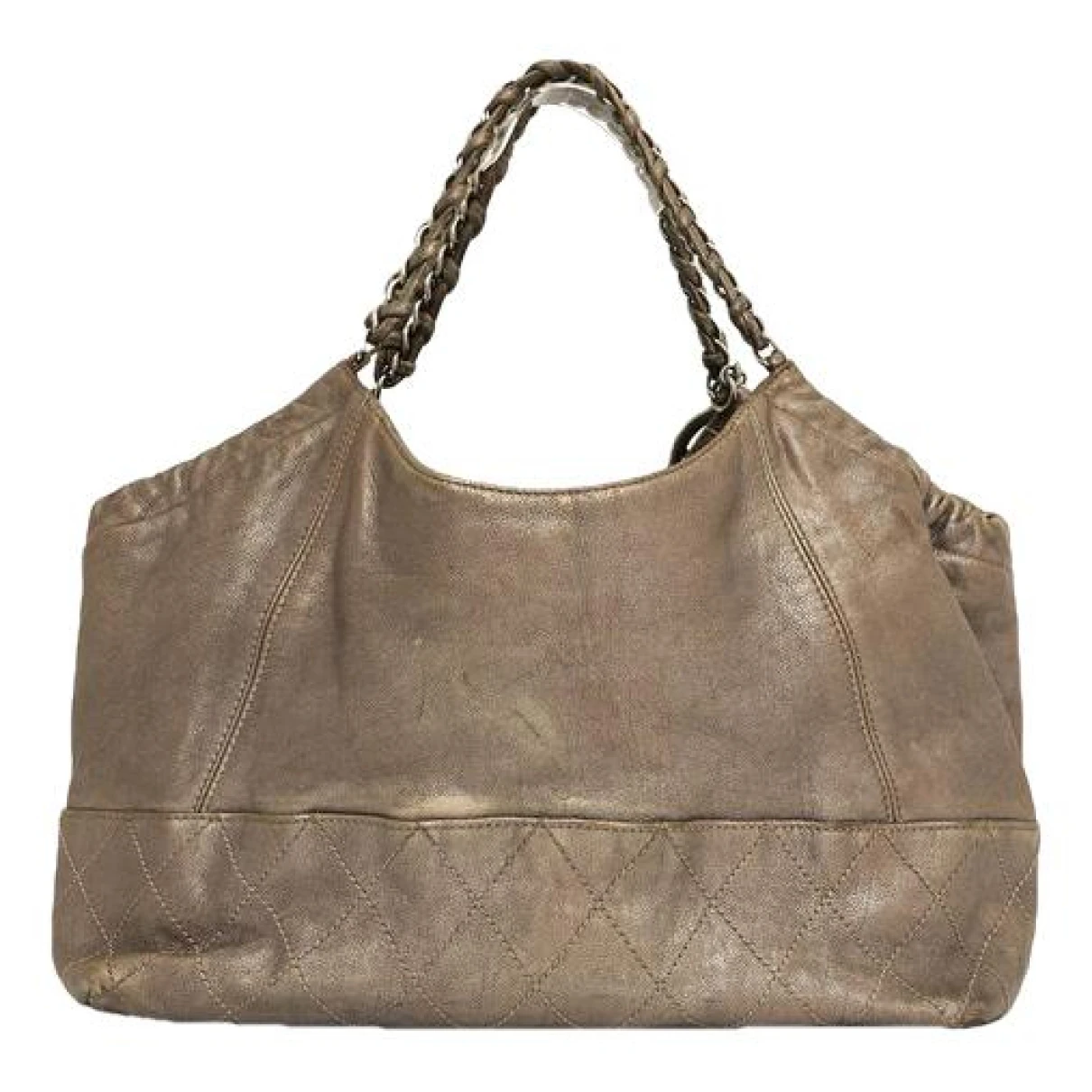 Pre-owned Chanel Coco Cabas Leather Tote In Gold