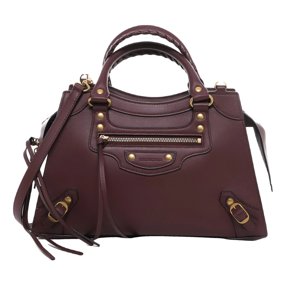 Pre-owned Balenciaga Neo Classic Leather Crossbody Bag In Burgundy
