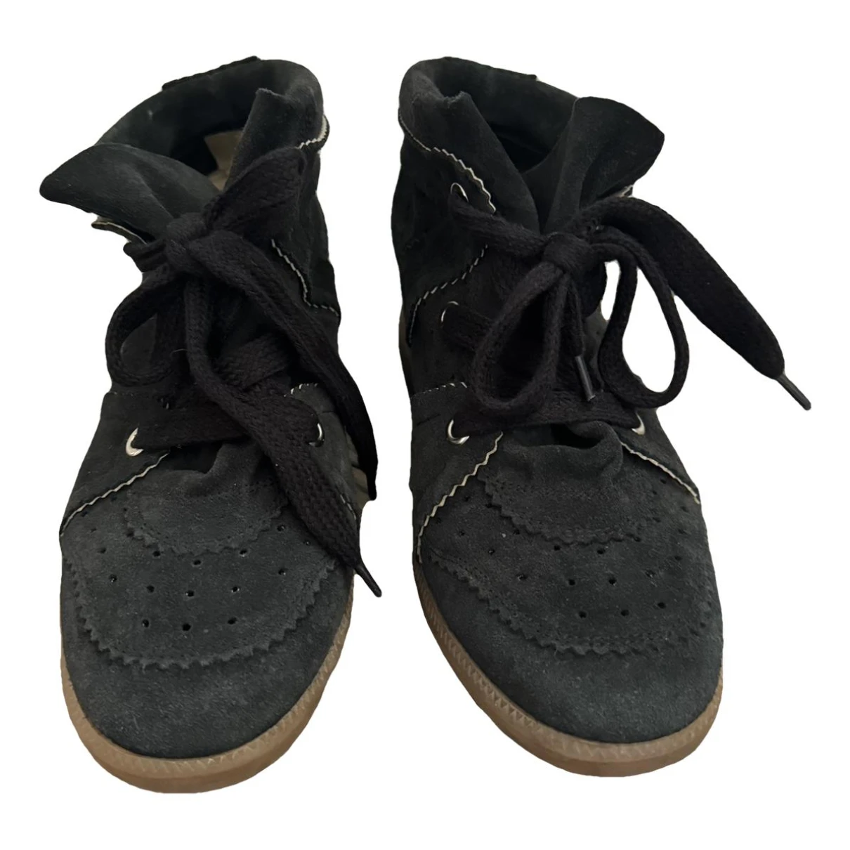 Pre-owned Isabel Marant Bobby Leather Trainers In Black