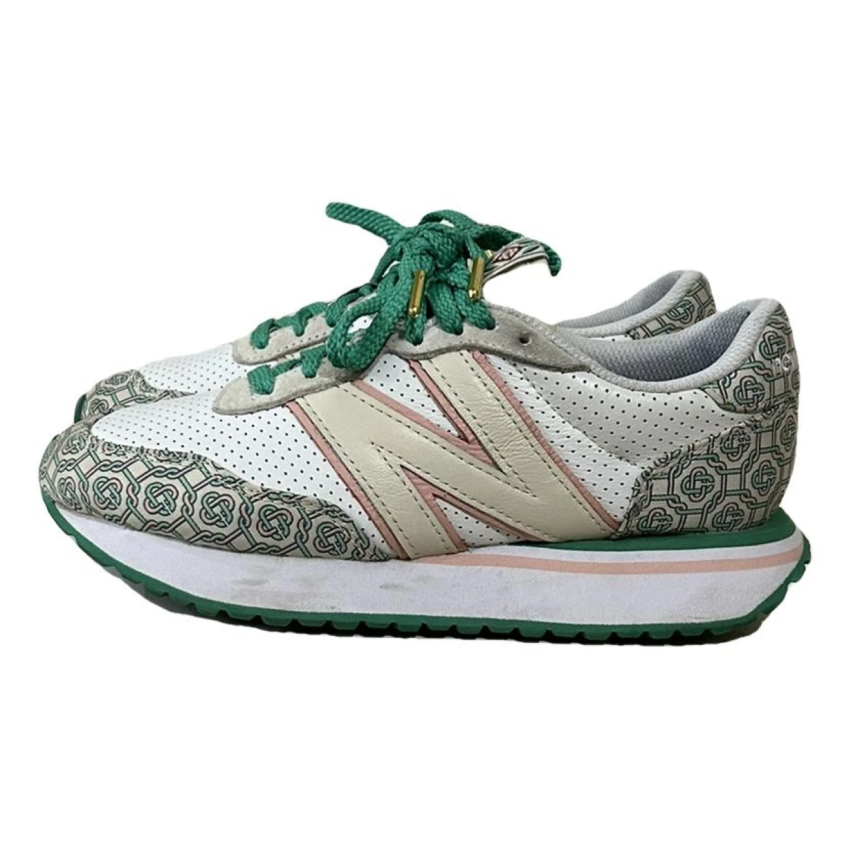 Pre-owned New Balance 327 Leather Trainers In Green