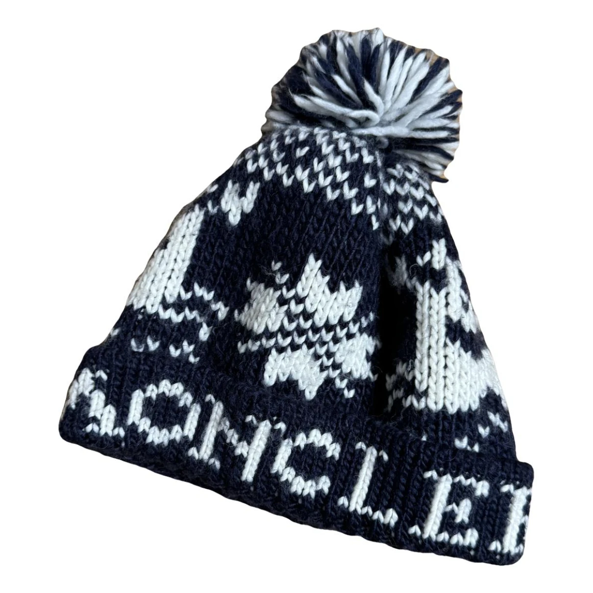 Pre-owned Moncler Wool Hat In Navy
