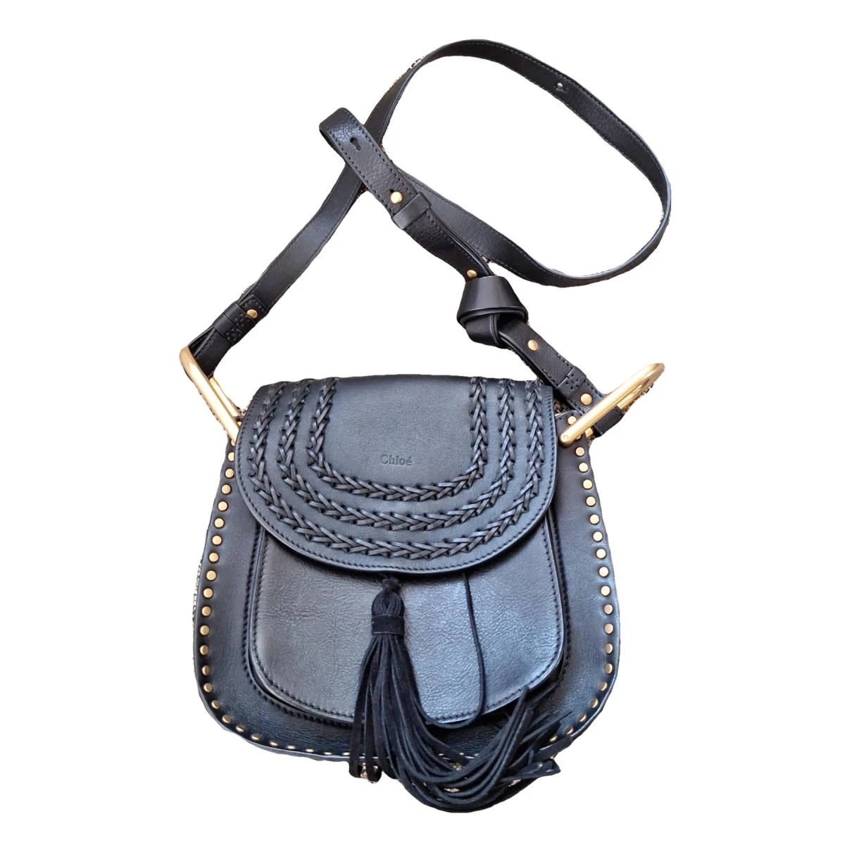 Pre-owned Chloé Hudson Leather Crossbody Bag In Black