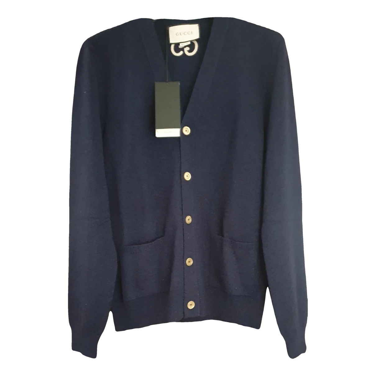 Pre-owned Gucci Cashmere Cardigan In Navy
