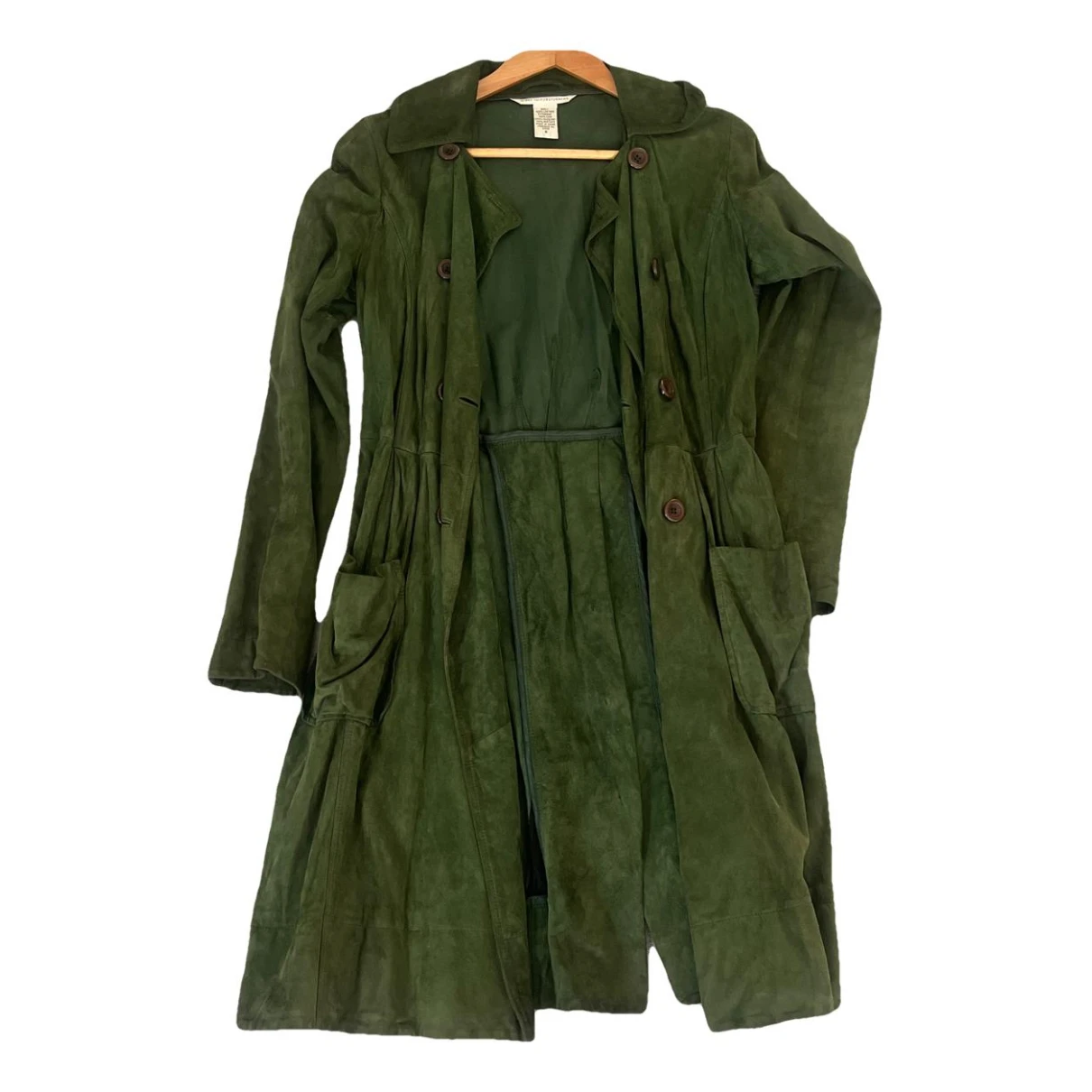 Pre-owned Diane Von Furstenberg Leather Coat In Green