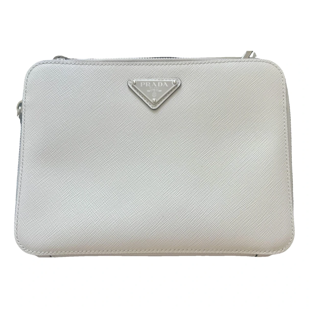 Pre-owned Prada Leather Weekend Bag In White