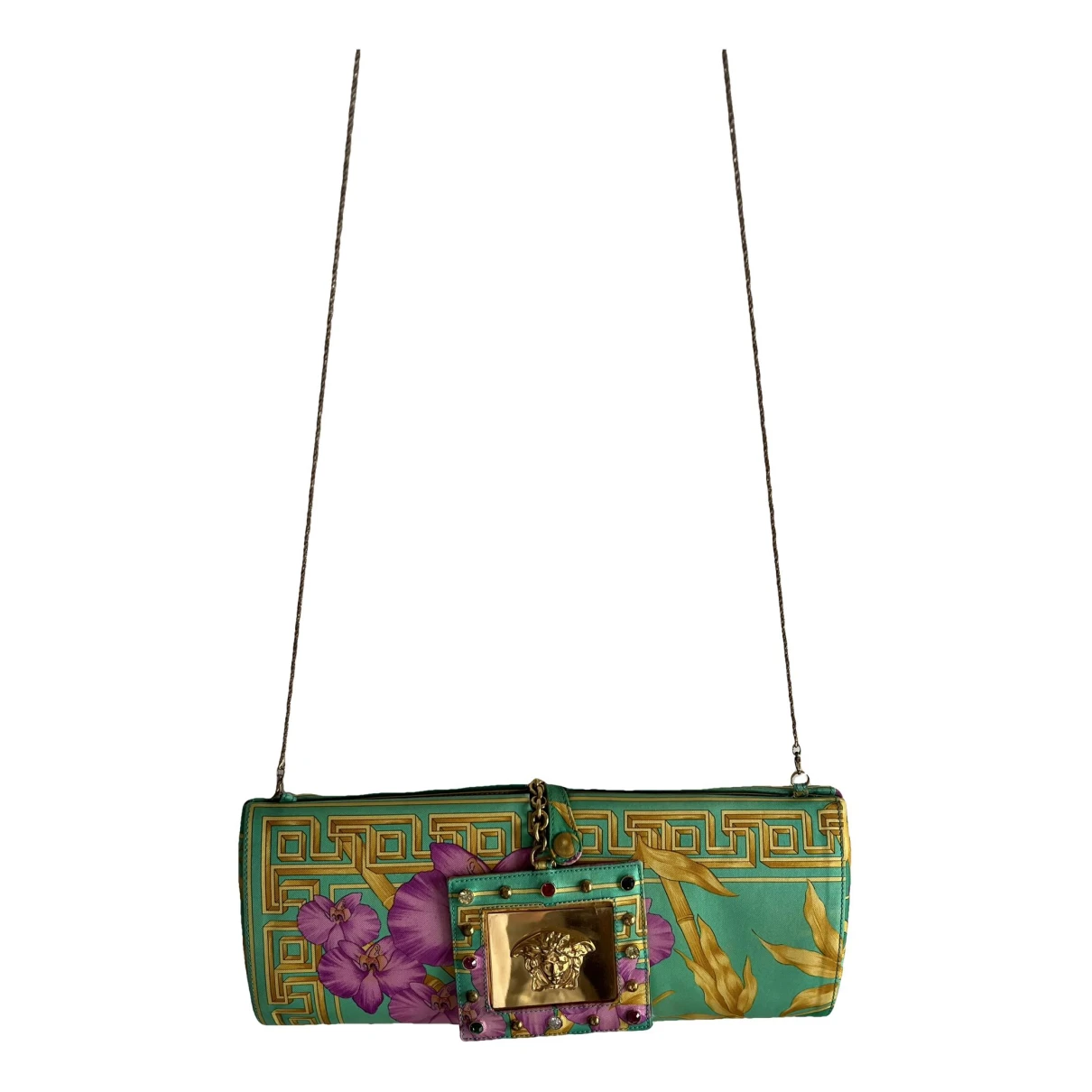 Pre-owned Versace Silk Clutch Bag In Multicolour