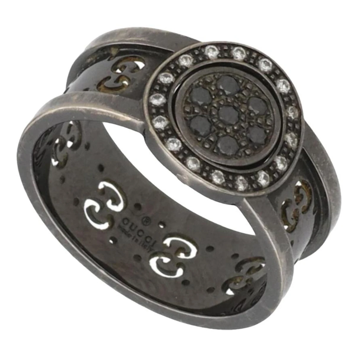 Pre-owned Gucci White Gold Ring In Black