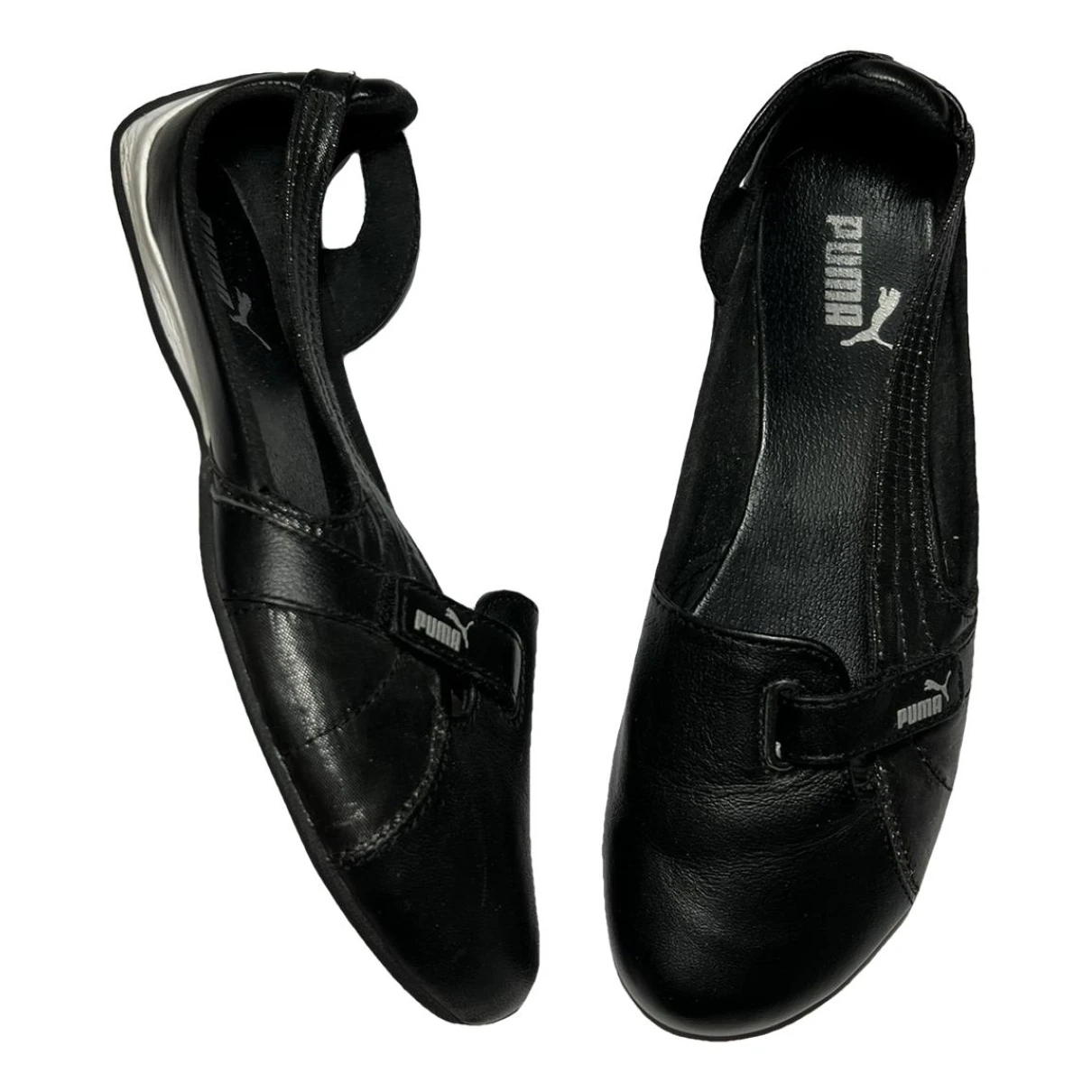 Pre-owned Puma Leather Ballet Flats In Black