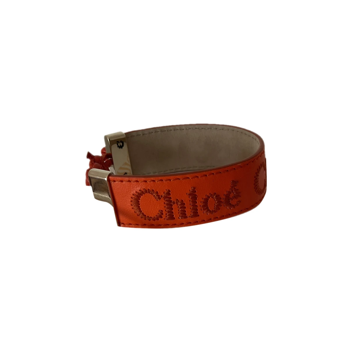 Pre-owned Chloé Leather Bracelet In Orange