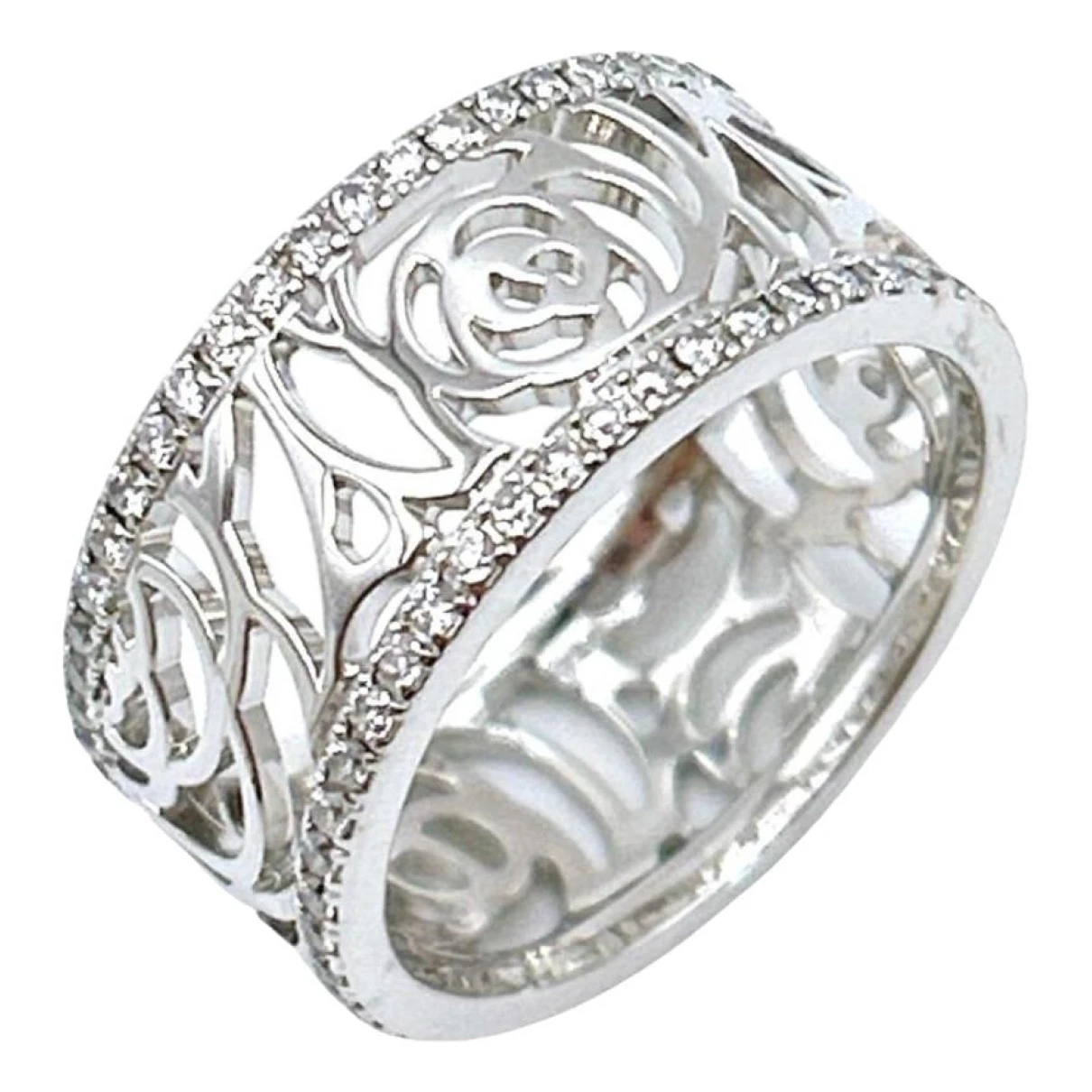 Pre-owned Chanel White Gold Ring In Silver