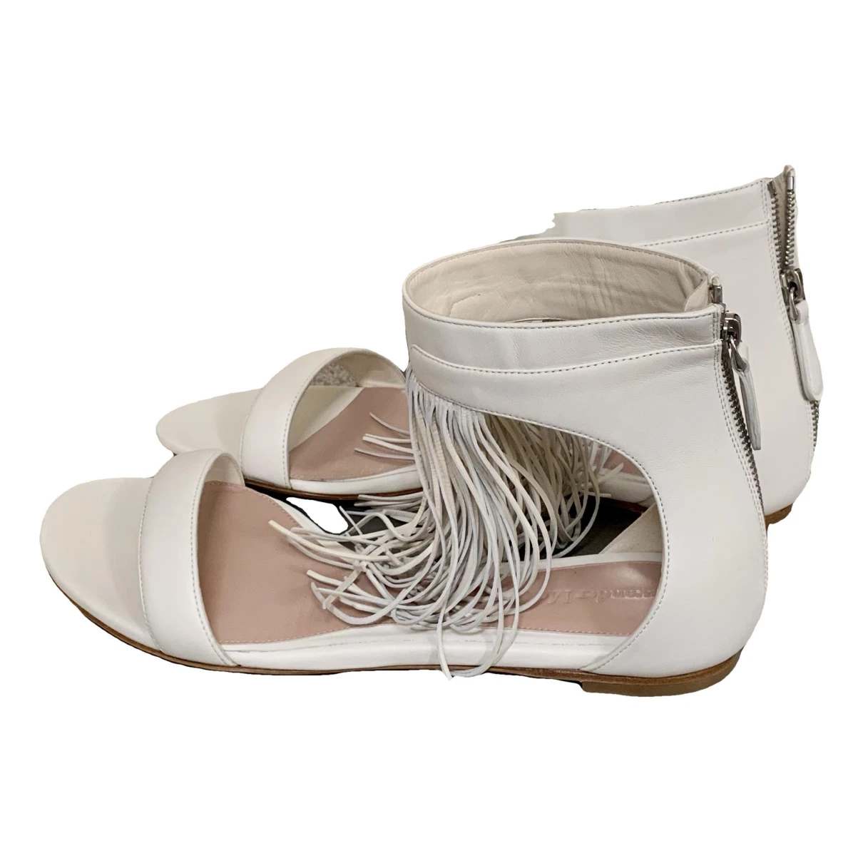Pre-owned Alexander Mcqueen Leather Sandal In White