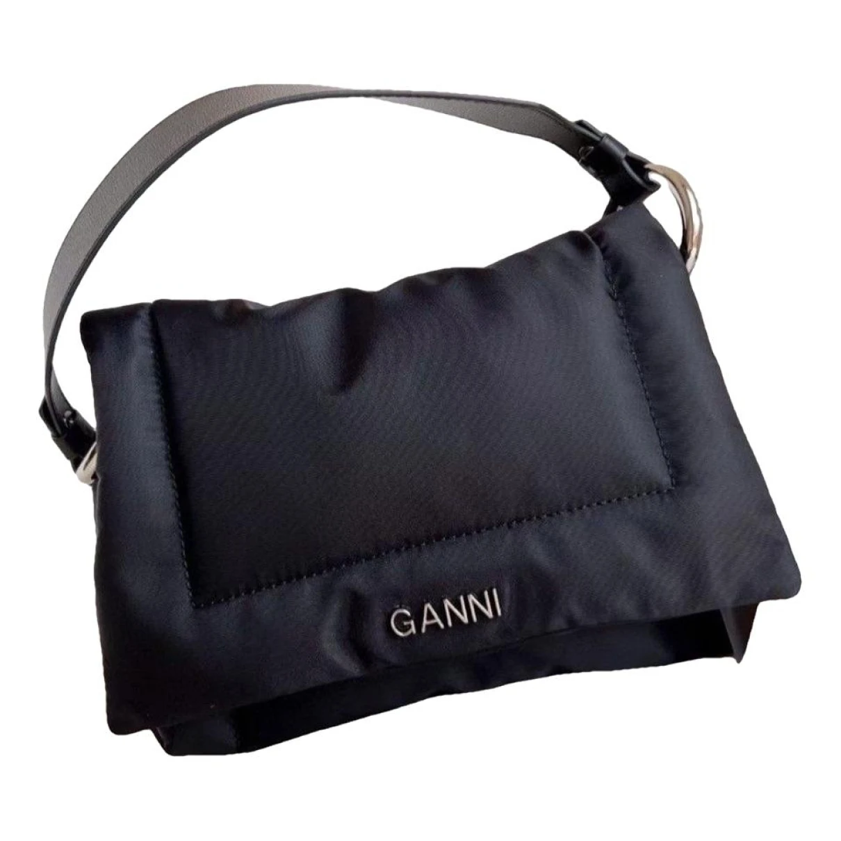 Pre-owned Ganni Cloth Handbag In Black