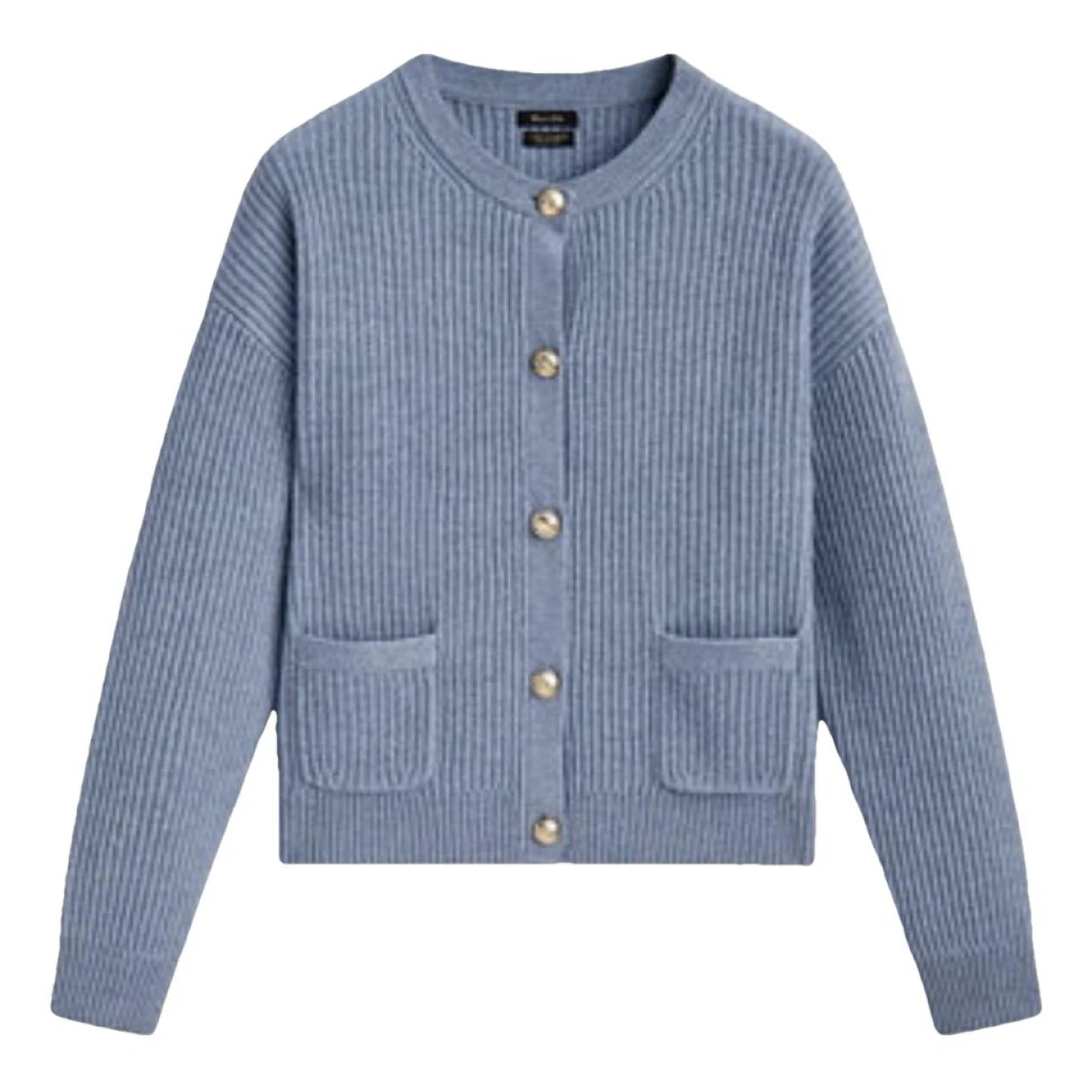 Pre-owned Massimo Dutti Wool Cardigan In Blue