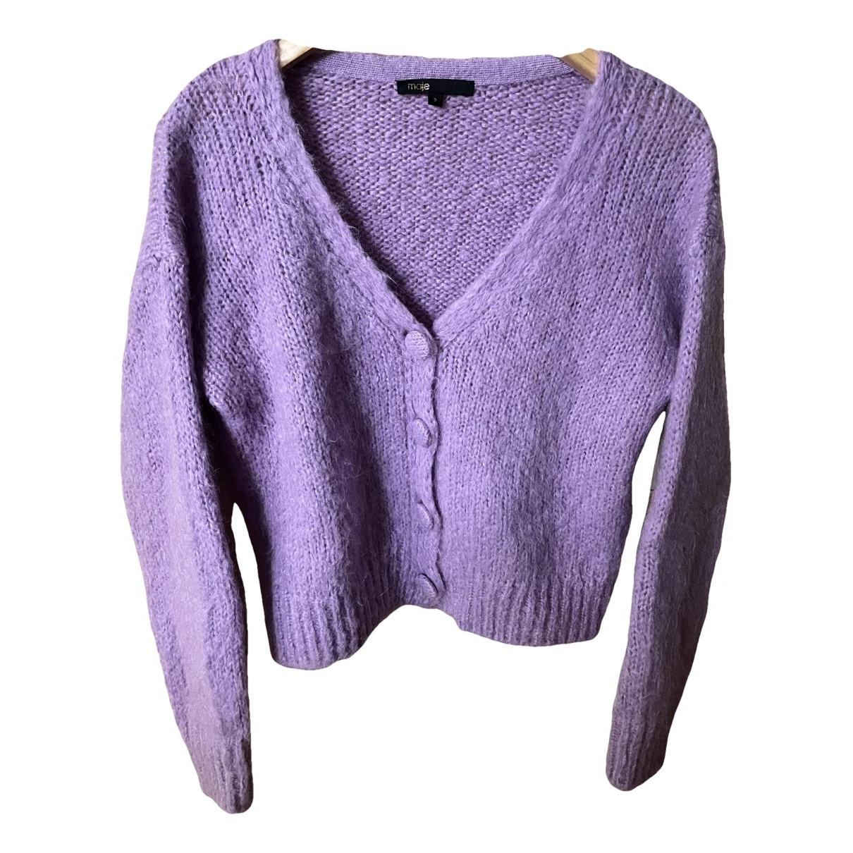 Pre-owned Maje Wool Cardigan In Purple