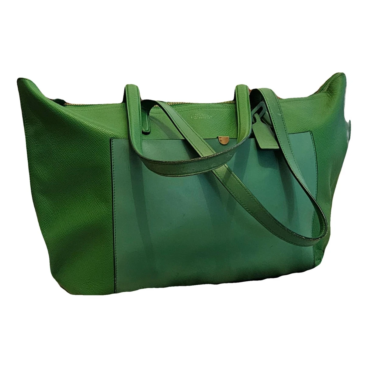 Pre-owned Smythson Leather Tote In Green