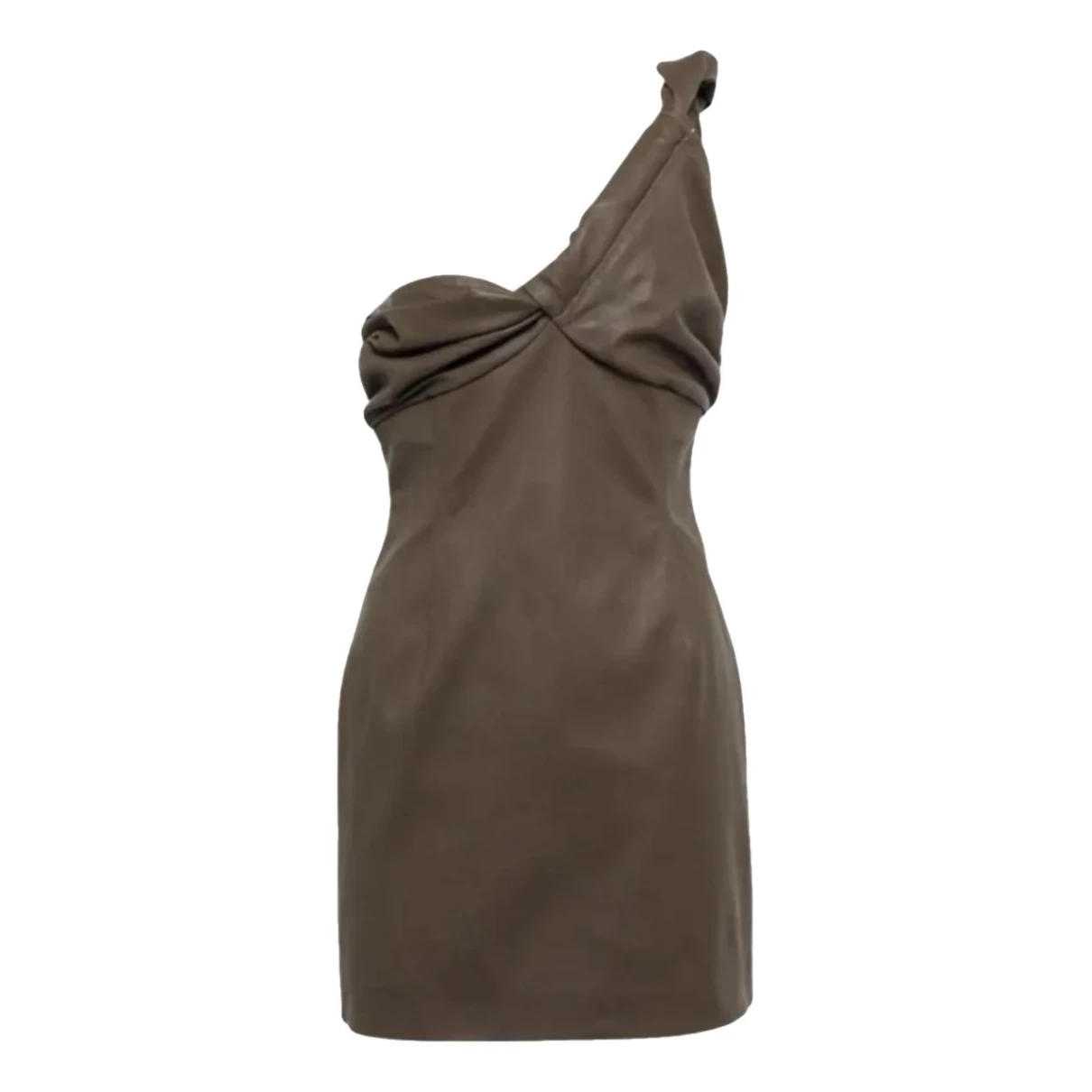 Pre-owned The Mannei Leather Mini Dress In Brown