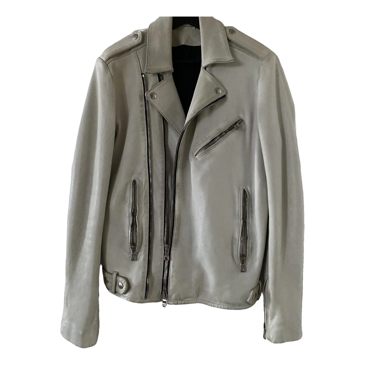 Pre-owned Balmain Leather Jacket In White