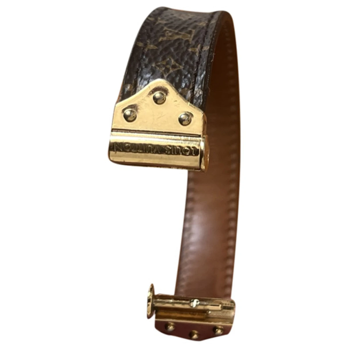 Pre-owned Louis Vuitton Nanogram Leather Bracelet In Brown