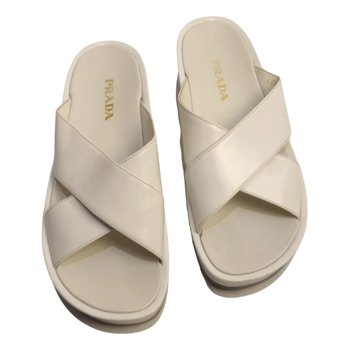 Pre-owned Prada Leather Mules In White