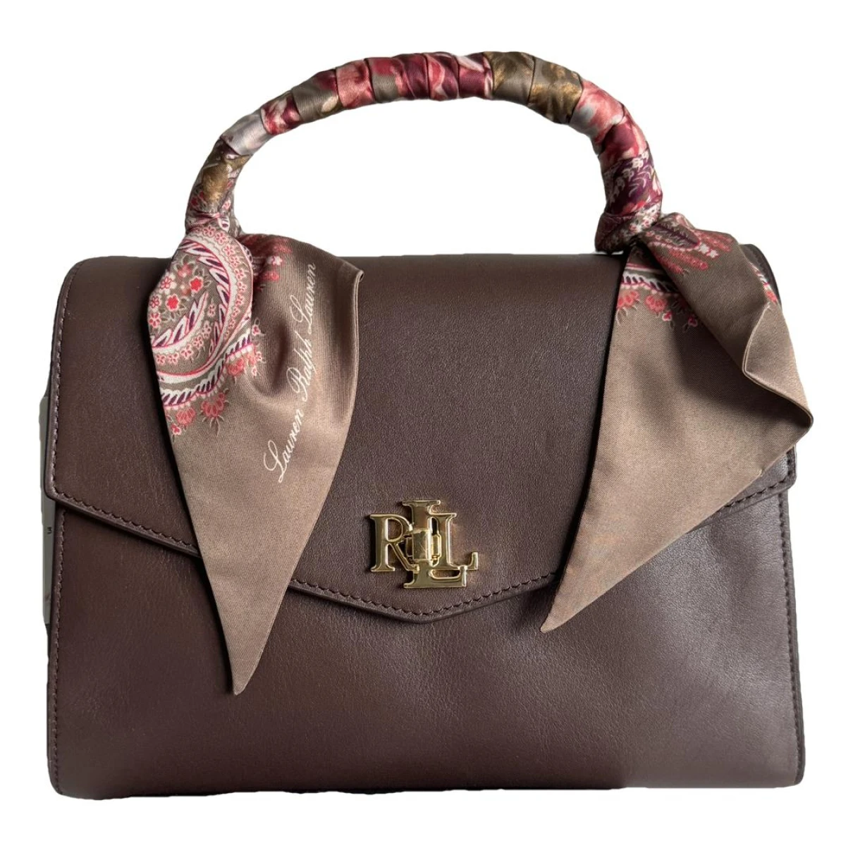Pre-owned Lauren Ralph Lauren Leather Handbag In Burgundy