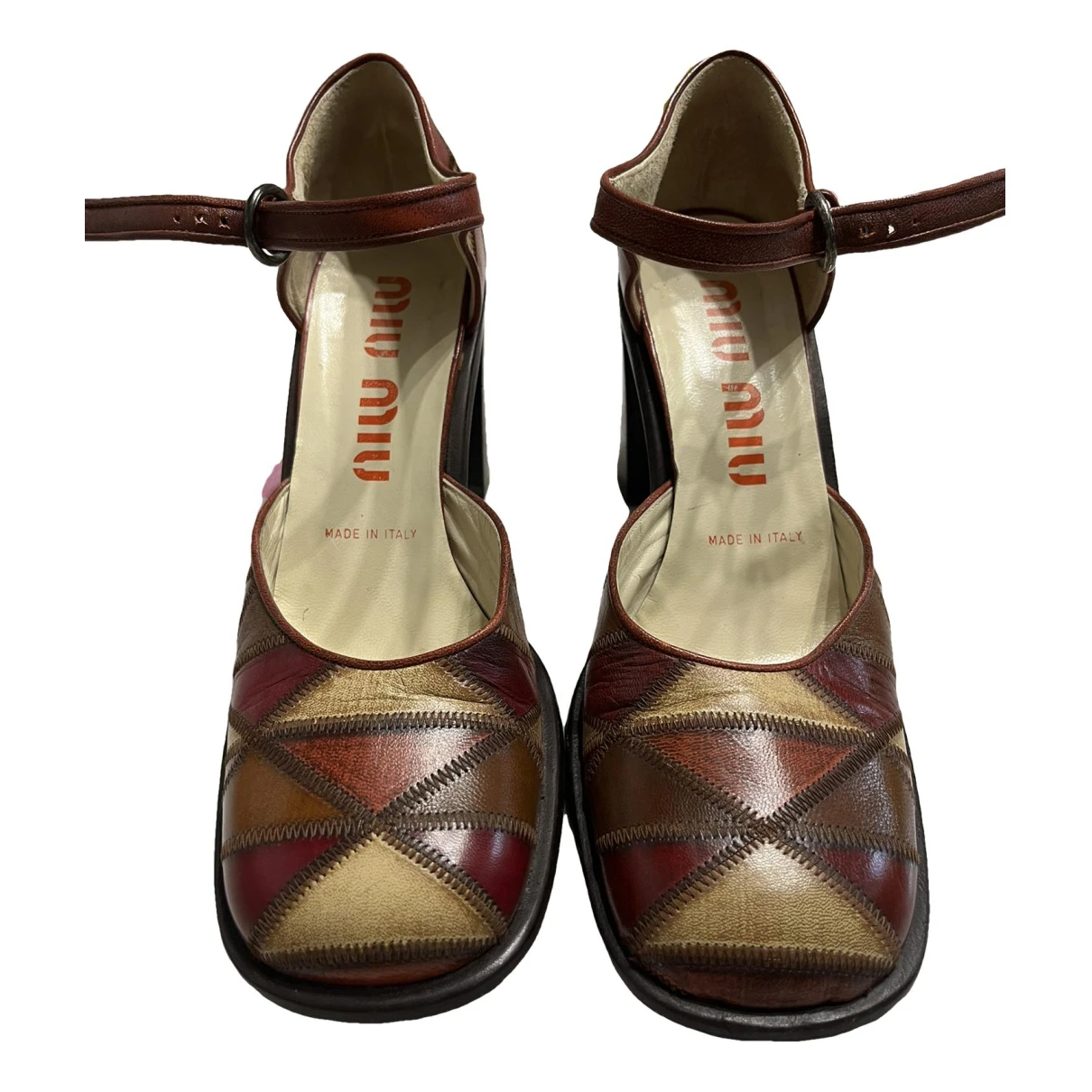 Pre-owned Miu Miu Leather Heels In Burgundy