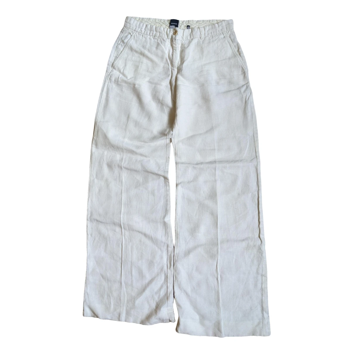 Pre-owned Aspesi Linen Large Pants In White