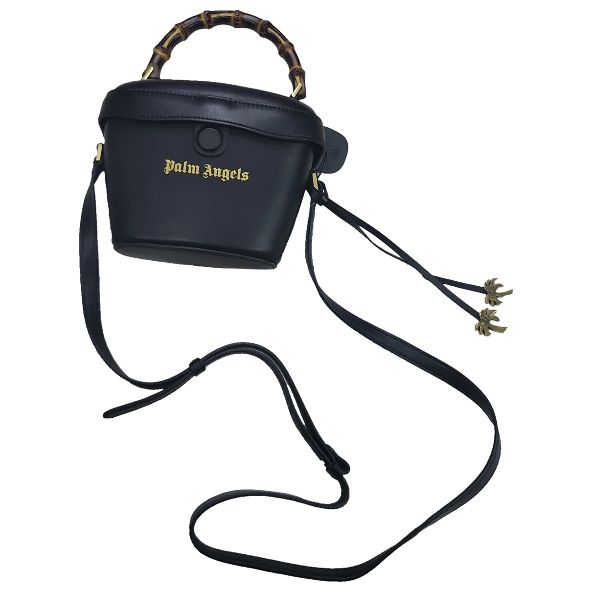 Pre-owned Palm Angels Leather Crossbody Bag In Black