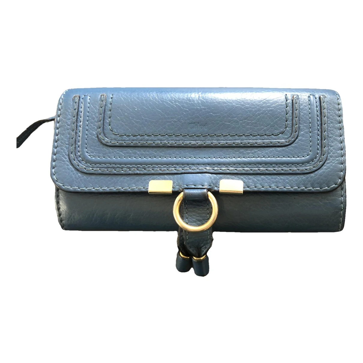 Pre-owned Chloé Marcie Leather Wallet In Blue