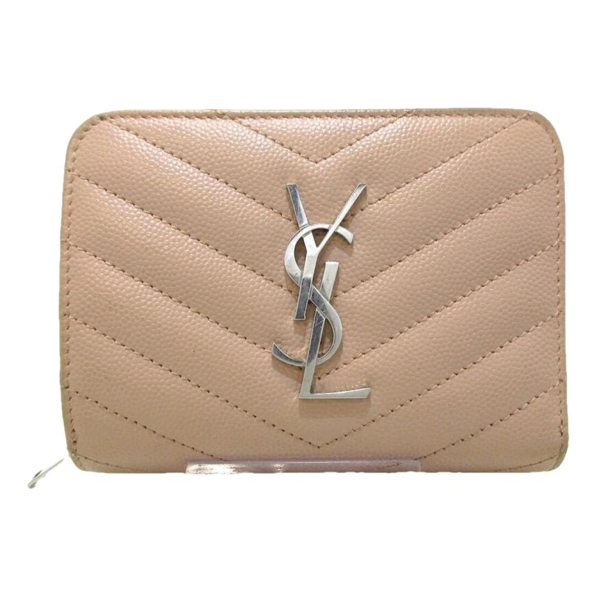Pre-owned Saint Laurent Monogramme Leather Wallet In Pink