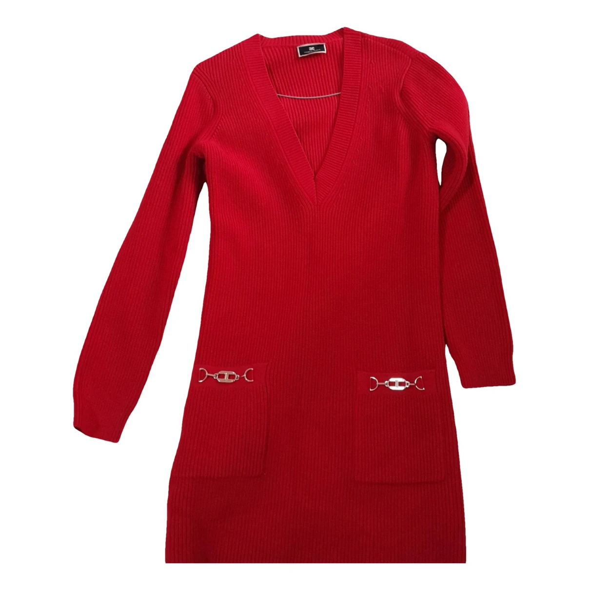 Pre-owned Elisabetta Franchi Wool Mini Dress In Red