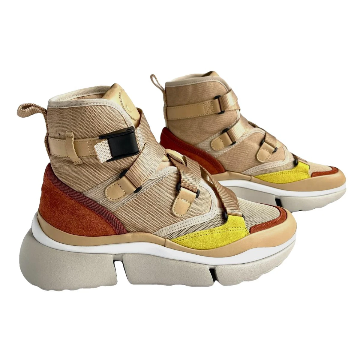 Pre-owned Chloé Sonnie Leather Trainers In Camel