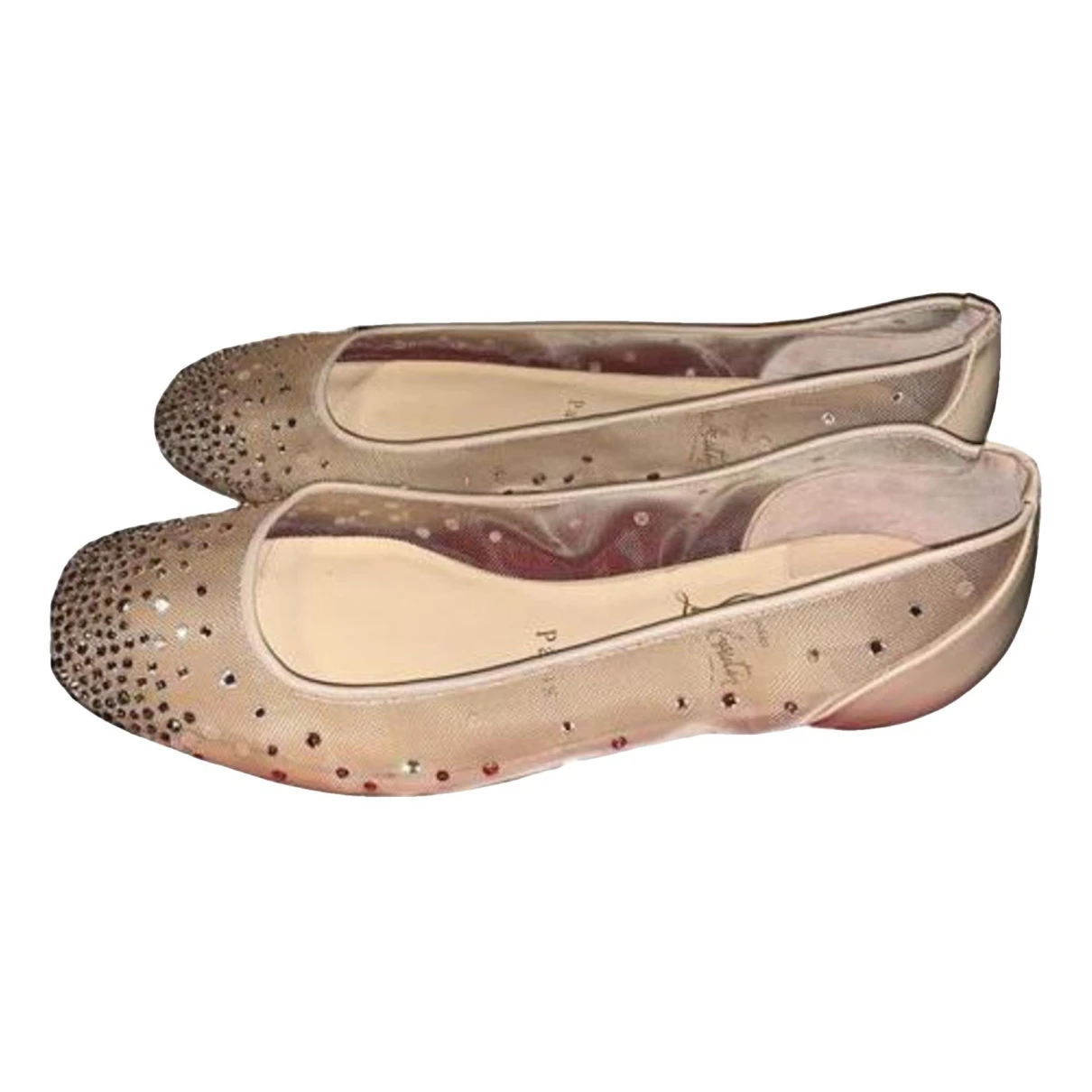 Pre-owned Christian Louboutin Cloth Flats In Beige