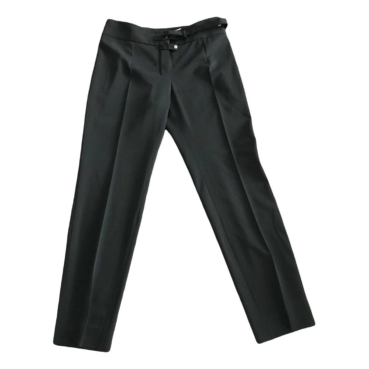 Pre-owned Saint Laurent Wool Straight Pants In Black