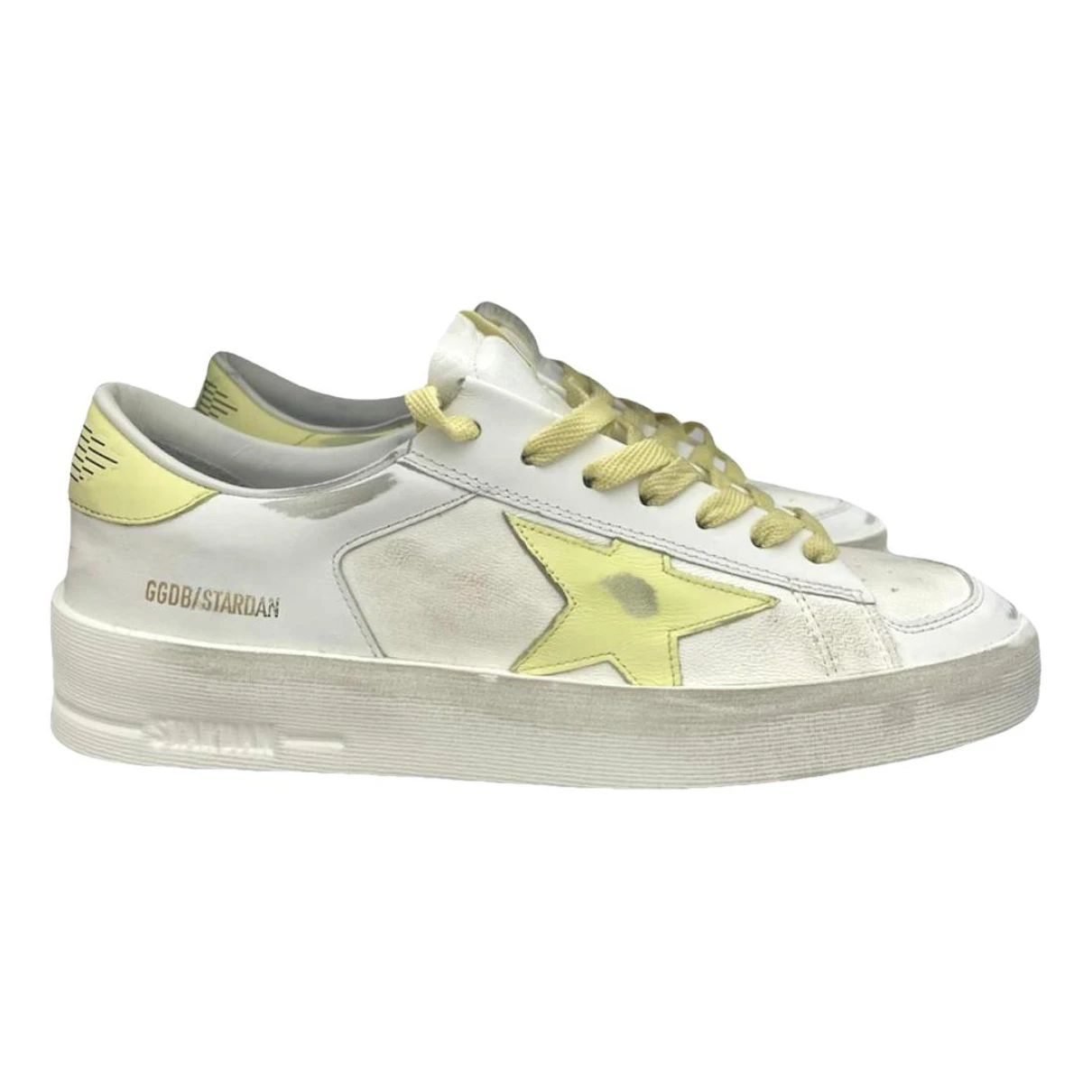 Pre-owned Golden Goose Stardan Leather Low Trainers In Yellow