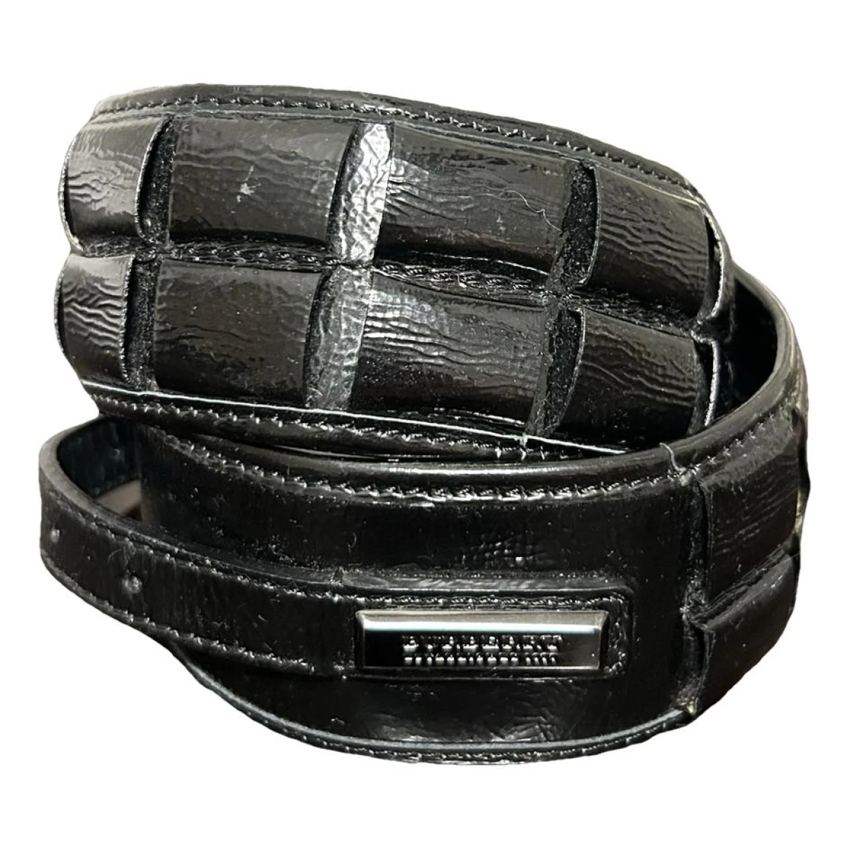 Pre-owned Burberry Patent Leather Belt In Black