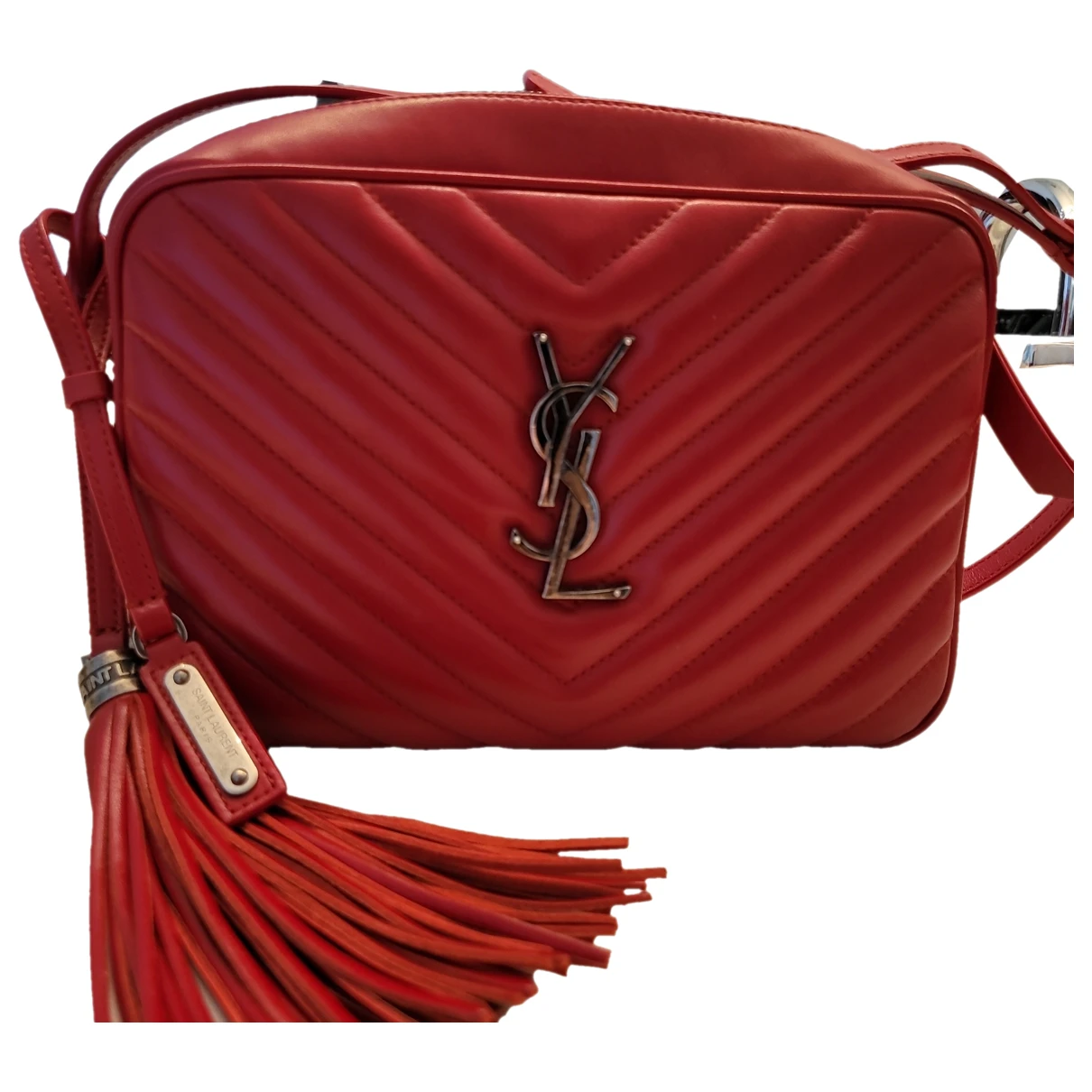 Pre-owned Saint Laurent Camera Lou Leather Crossbody Bag In Red