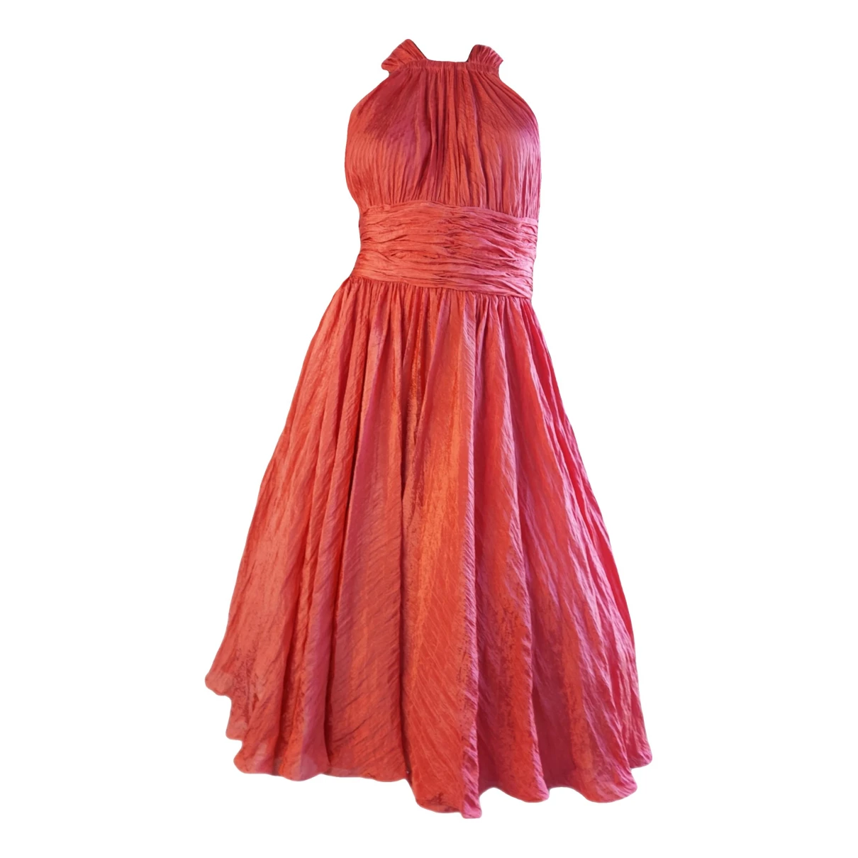 Pre-owned Oscar De La Renta Silk Mid-length Dress In Red