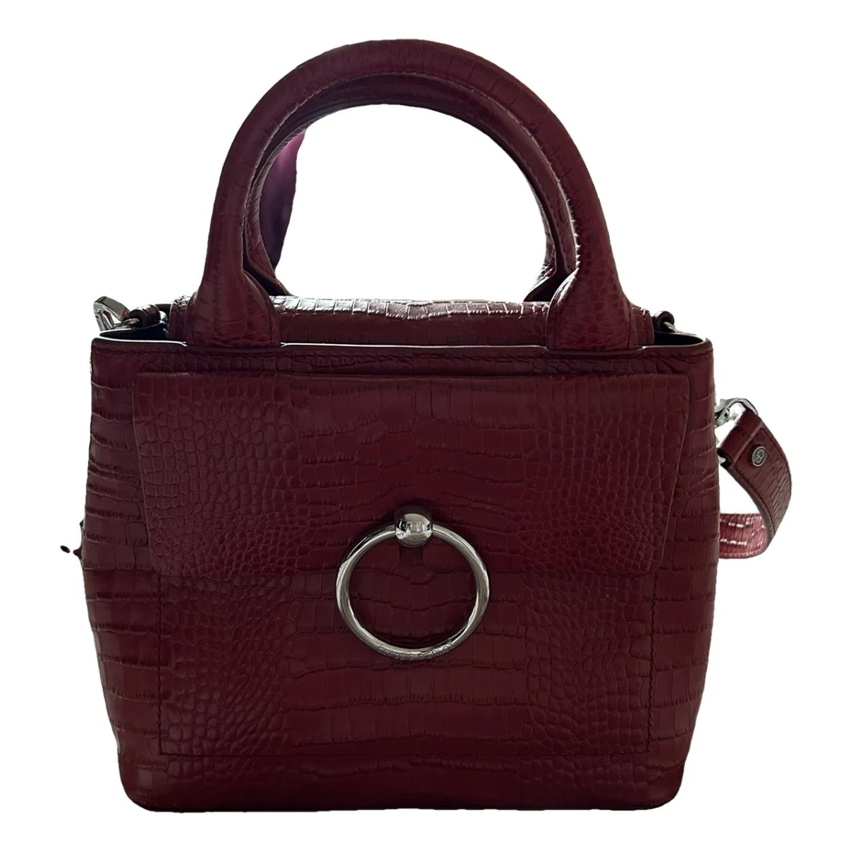Pre-owned Claudie Pierlot Leather Crossbody Bag In Burgundy