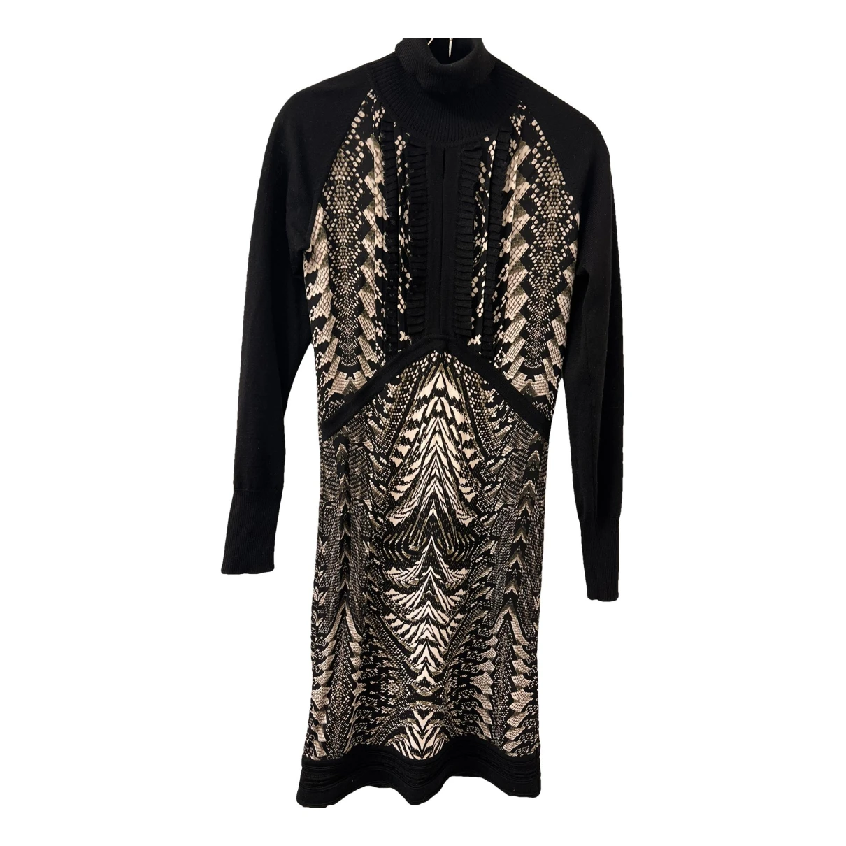 Pre-owned Roberto Cavalli Wool Mid-length Dress In Black