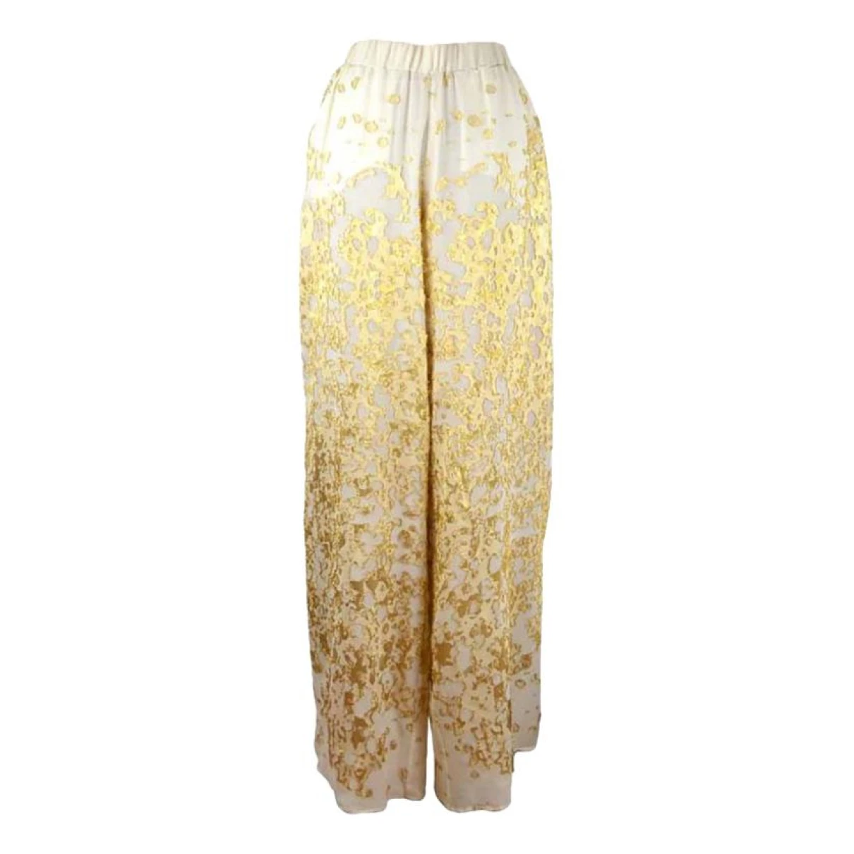 Pre-owned Maurizio Pecoraro Silk Large Pants In Gold