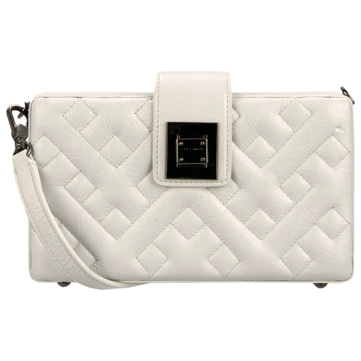 Pre-owned Dolce & Gabbana Leather Clutch Bag In White